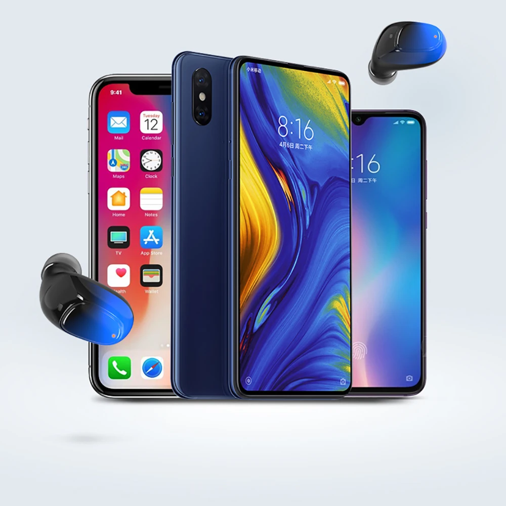 TWS Bluetooth наушники V5.0 сенсорные беспроводные наушники 9D стерео Спорт водонепроницаемый гарнитура Handsfree с светодиодный дисплей питания