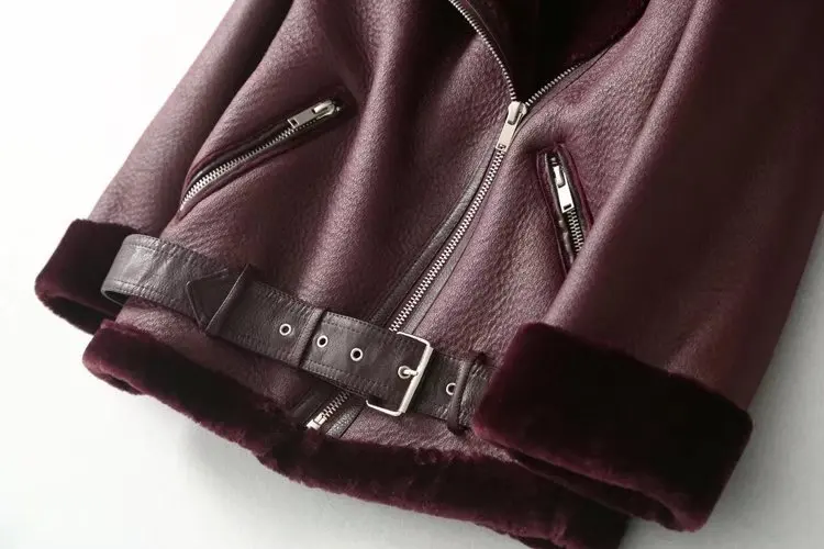 Zqlz осенне зимнее женское пальто из искусственной кожи с поясом теплая куртка на