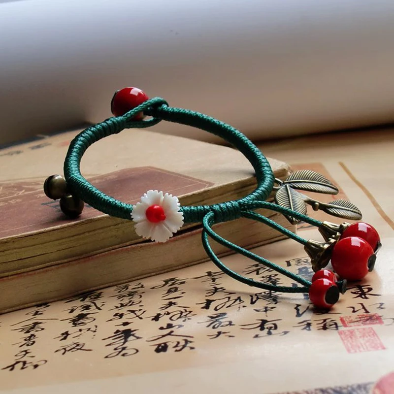 С цветами и стразами для женщин Керамика ручной работы DIY Браслеты предметы