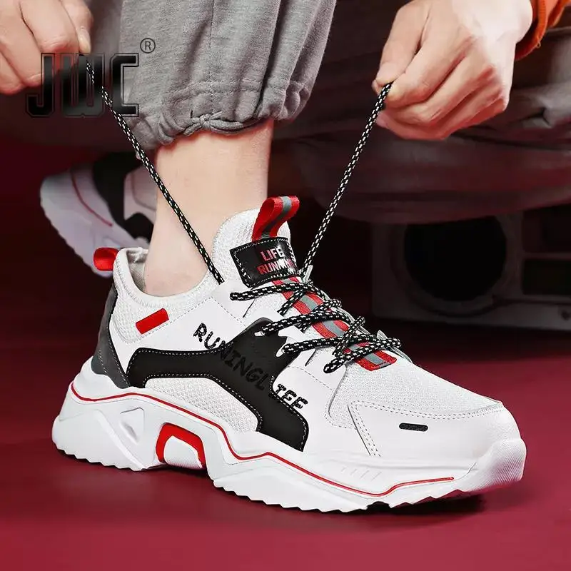 

JWC New Men Casual Running Shoes Lac-Up Men Shoes Lightweight Comfortable Breathable Walking Sneakers Big Size 39-45 2021 Autumn