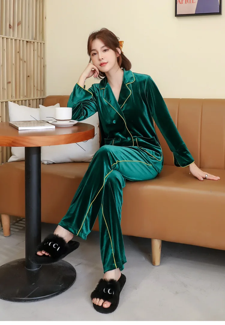 

Пижама женская бархатная, однотонная, Осень-зима