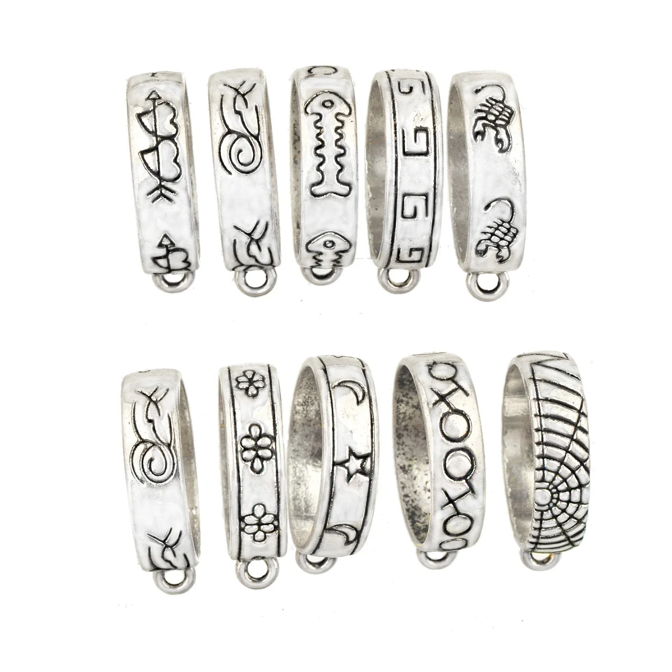 

20pcs Large Bail For Pendants Clasps Handcrafts Ornaments Diy Mixed Circle Silver Alloy Wholesale Of Jewelry Materials Findings