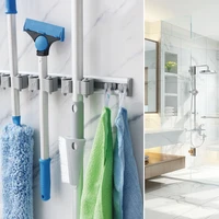 cleaning tool bathroom sliding rail broom holder laundry room clip anti slip hook space saving home kitchen garage mop storage