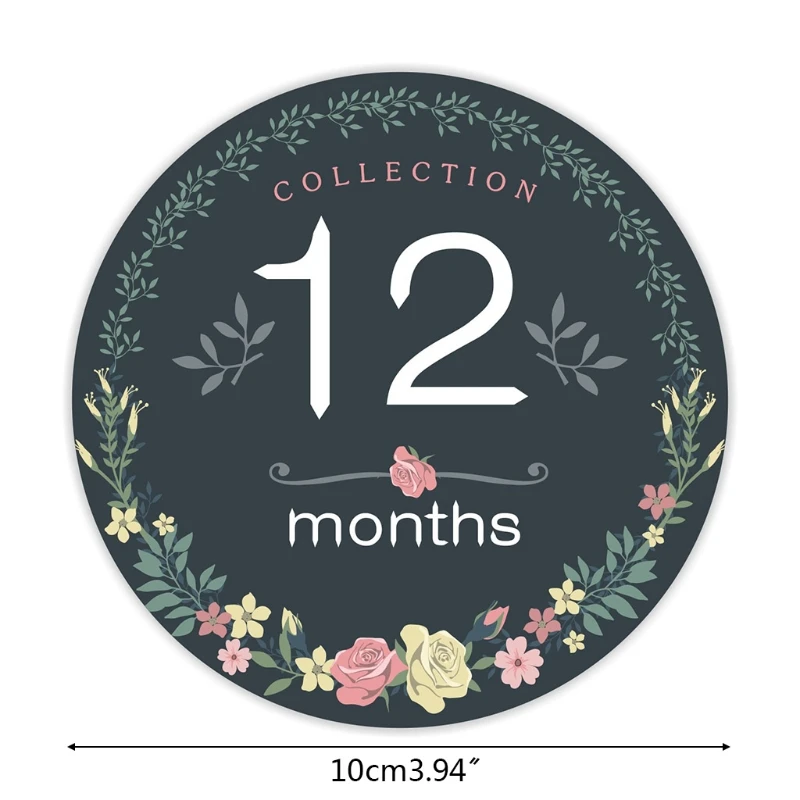 

N7ME 24 Sheets/Set Baby Pregnant Belly Decals Monthly Stickers Floral Print Memory Recording Milestone Sticker Newborn Growth