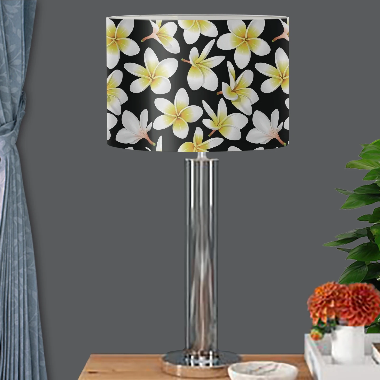 Плюмерия цветок дизайн ПВХ Настольный абажур современная ткань Nordic простота