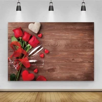 rose flowers heart wood board wedding valentines day photography backdrop baby birthday party portrait background photo studio