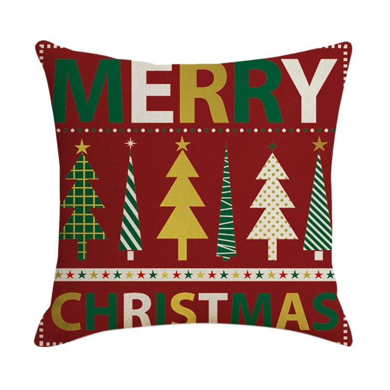 

Рождественская наволочка с Сантой, квадратный декор, льняные наволочки для подушек, наволочки для дивана, наволочка, подарок для автомобиля...