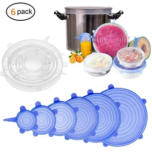 Zhangji 6 упаковок силиконовых эластичных крышек прочные многоразовые герметичные крышки для пищевых продуктов подходят для всех размеров и форм контейнеров