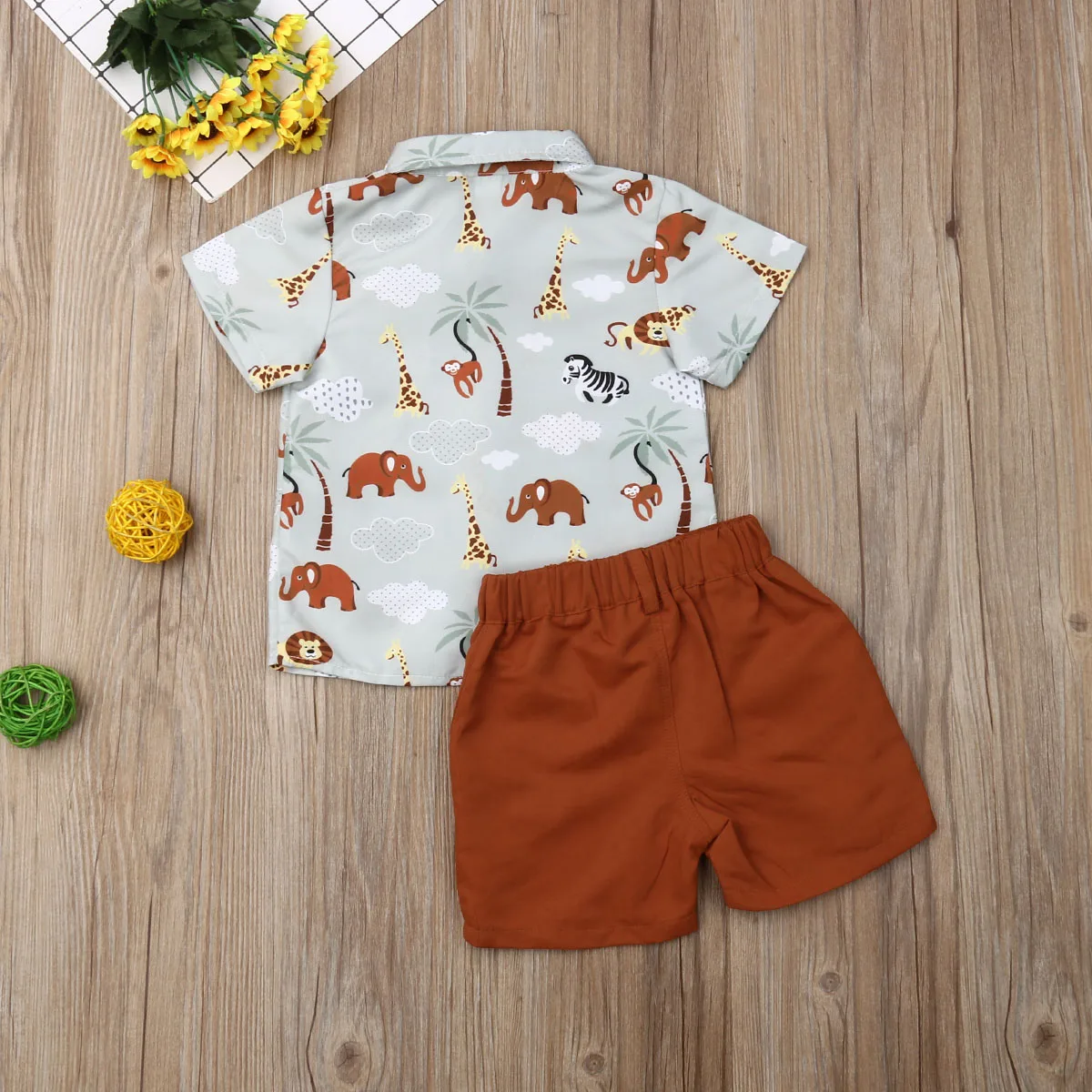 

2PCS Toddler Kids Baby Boy Clothes Summer Boy Gentleman Shirt Short Sleeve Tops Solid Pants Shorts Clothes Outfits Set