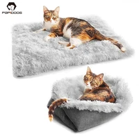 pet cat bed house comfortable pet supplies for cats foldable cushion nest square mat winter warm portable kennel puppy dog bed