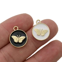 5pcs gold plated enamel butterfly charm pendant for jewelry making bracelet earrings necklace diy accessories craft