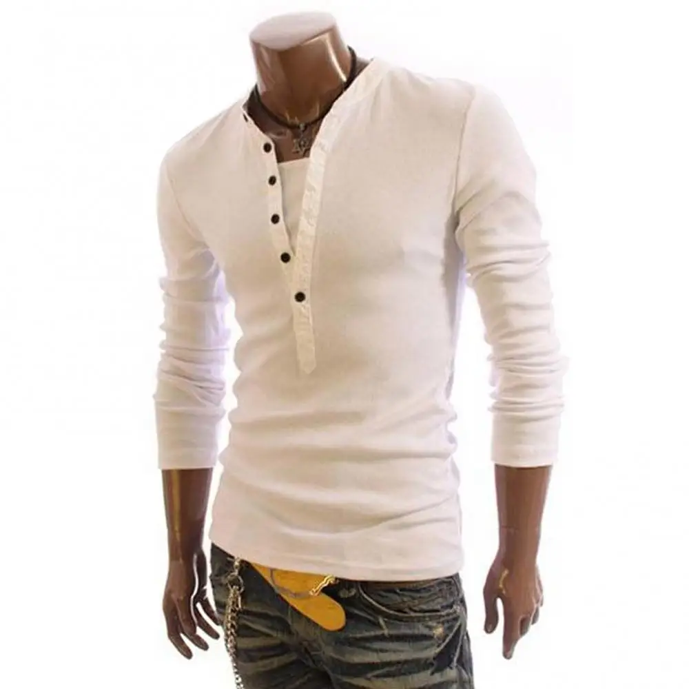 

Casual Men Autumn Long Sleeve Fake Two Piece Single-breasted Shirt T-shirt Top