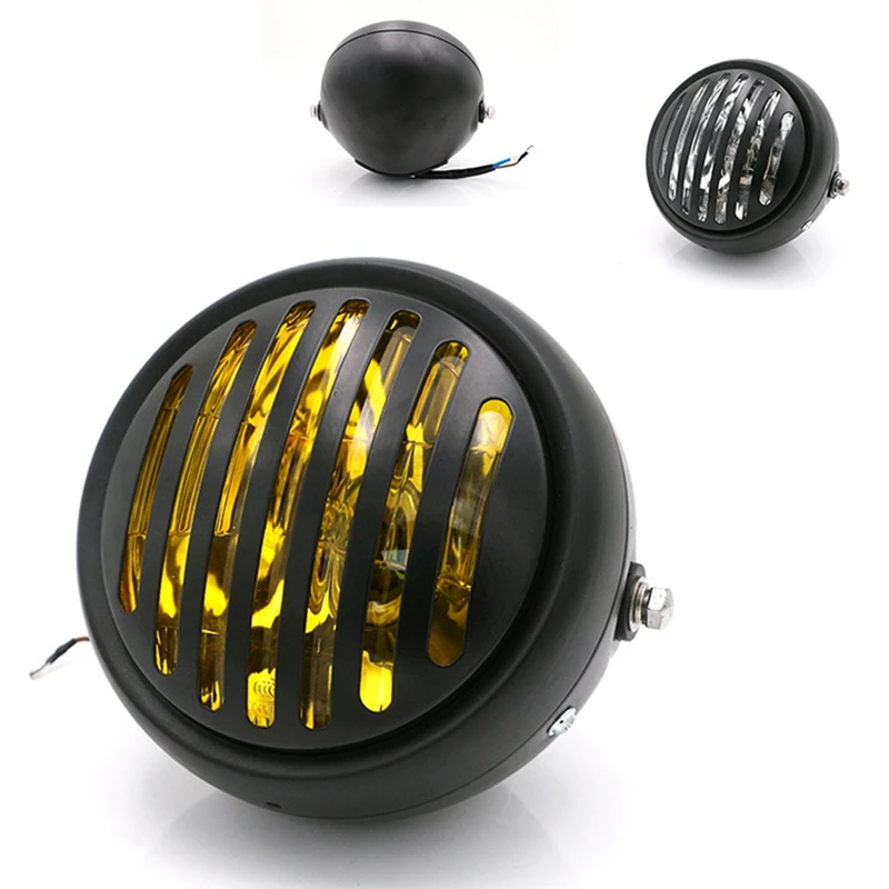 Motorcycle Halogen Headlight Black Metal Retro Round for CG125 GN125 CB CL Yamaha Suzuki Cafe Racer Bobber |