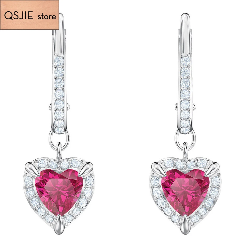 

QSJIE High-quality SWA new cute love lady crystal earrings give Ladies Fashion Gift Earrings
