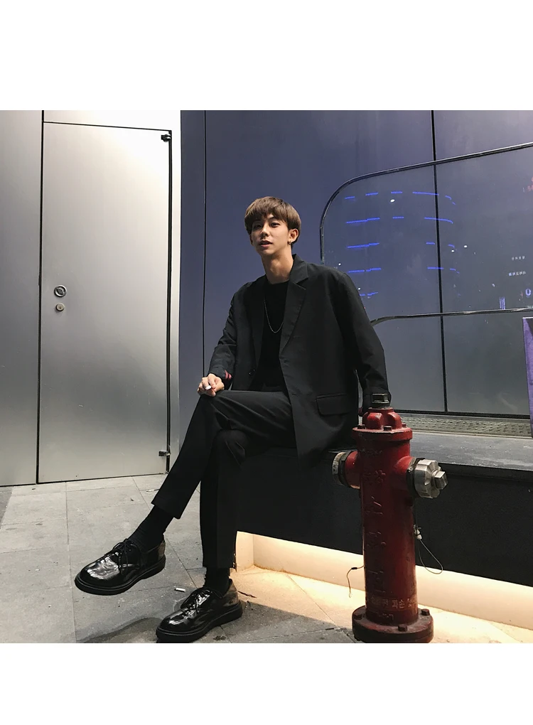 European Autumn Men Blazer Black Oversized Blazer Masculino Casual Men Blazer hombre