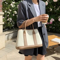 casual thick canvas women handbags designer brands panelled shoulder bags luxury crossbody bag large capacity tote shopper 2021