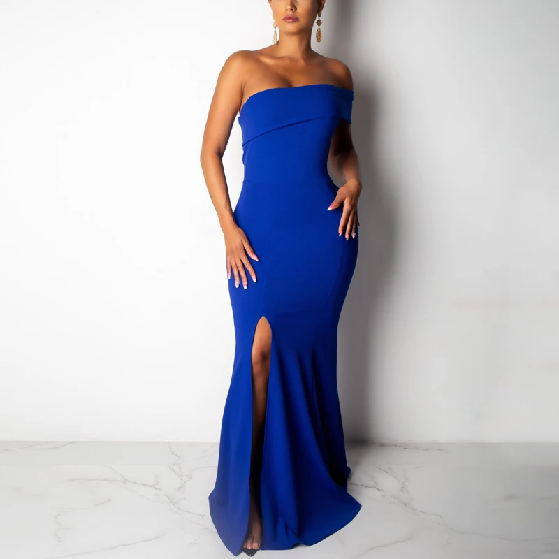 Женское летнее платье макси с открытыми плечами сексуальное разрезом и открытой