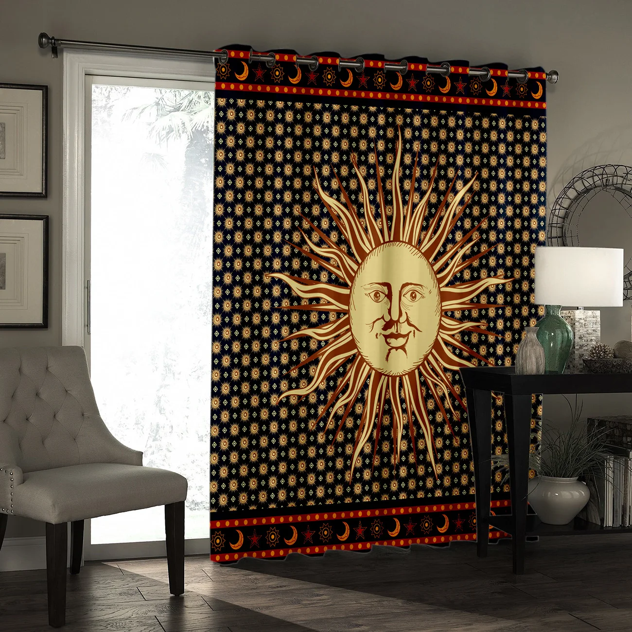 Индийская мандала солнечное небесное тело занавески для комнаты большие окна