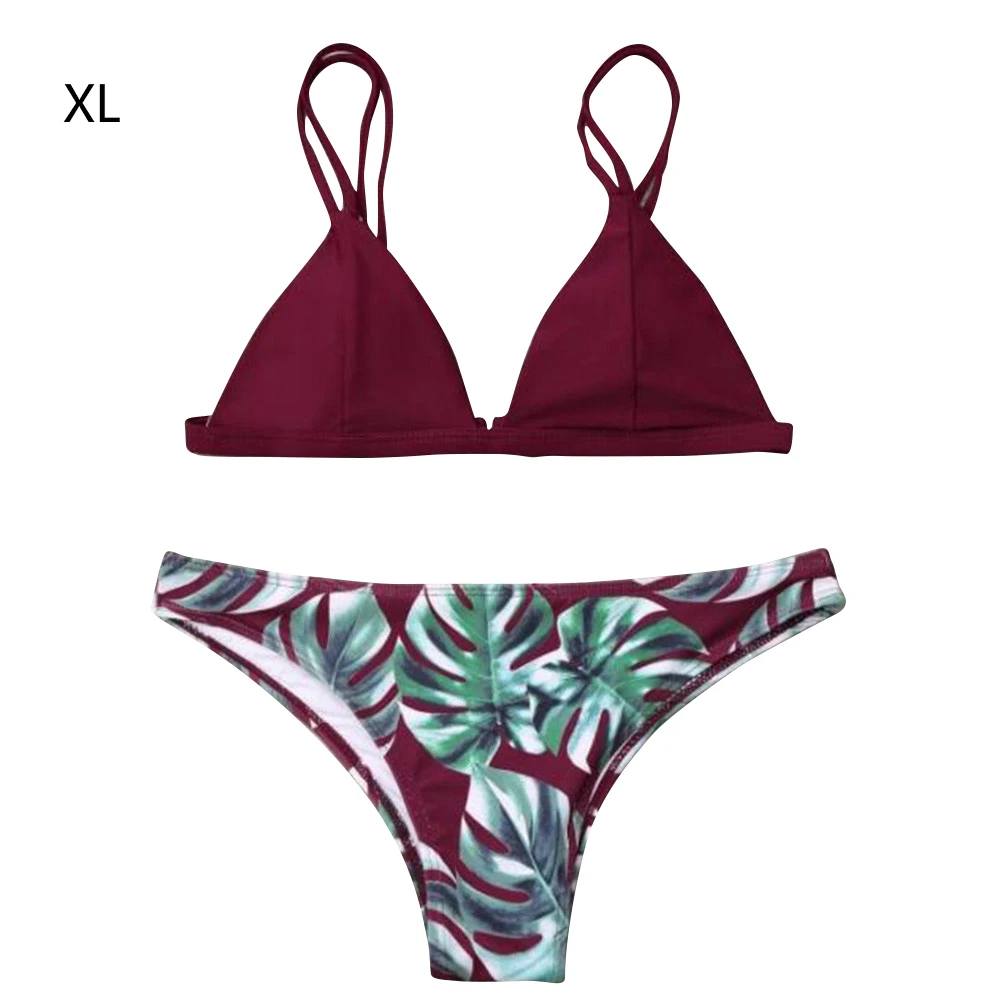 

women's swimming suit Sexy Leaf Print Bikini Female Swimsuit Women Swimwear Thong Push Up Bikinis Set High Waist Swimming Suits