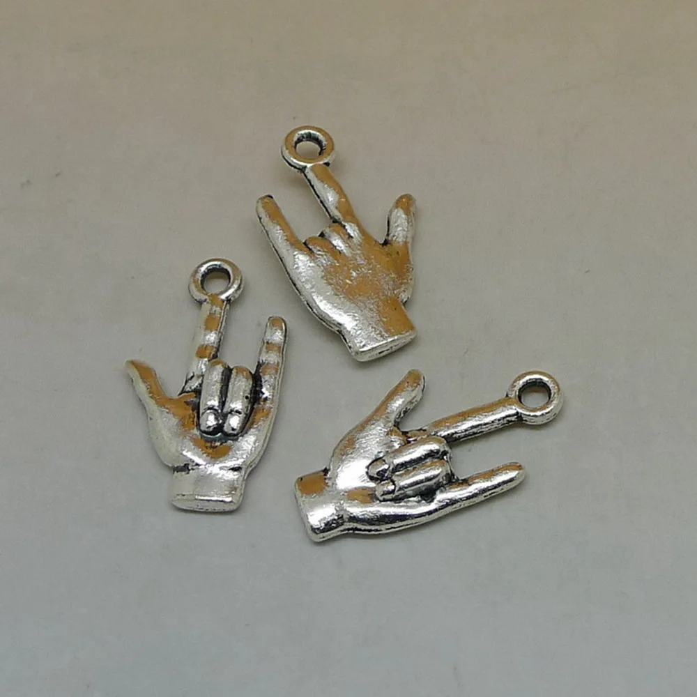 

Charm For Making Jewelry Pendants I Love You Gesture Charms 23x13mm 10pcs