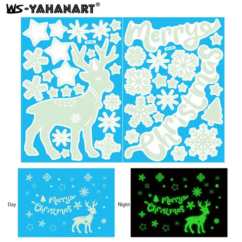 

Luminous Window Sticker Decal Christmas Decoration Snowflake Sticker Christmas Static Window Sticker Wall Sticker Glass Sticker