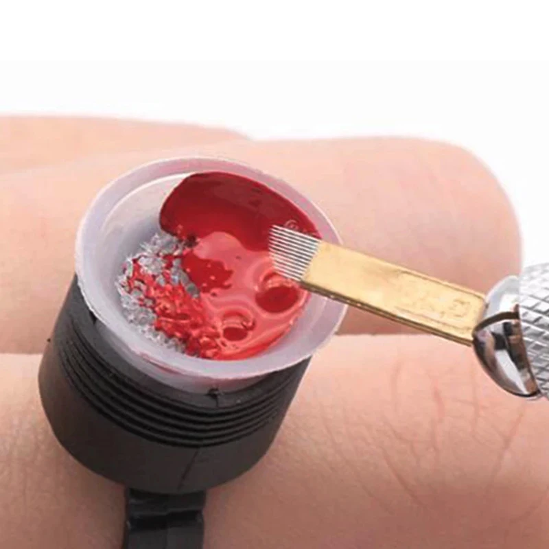 Тату чернила кольцевые чашки клеевая крышка с губкой микроблейдинг пигмент