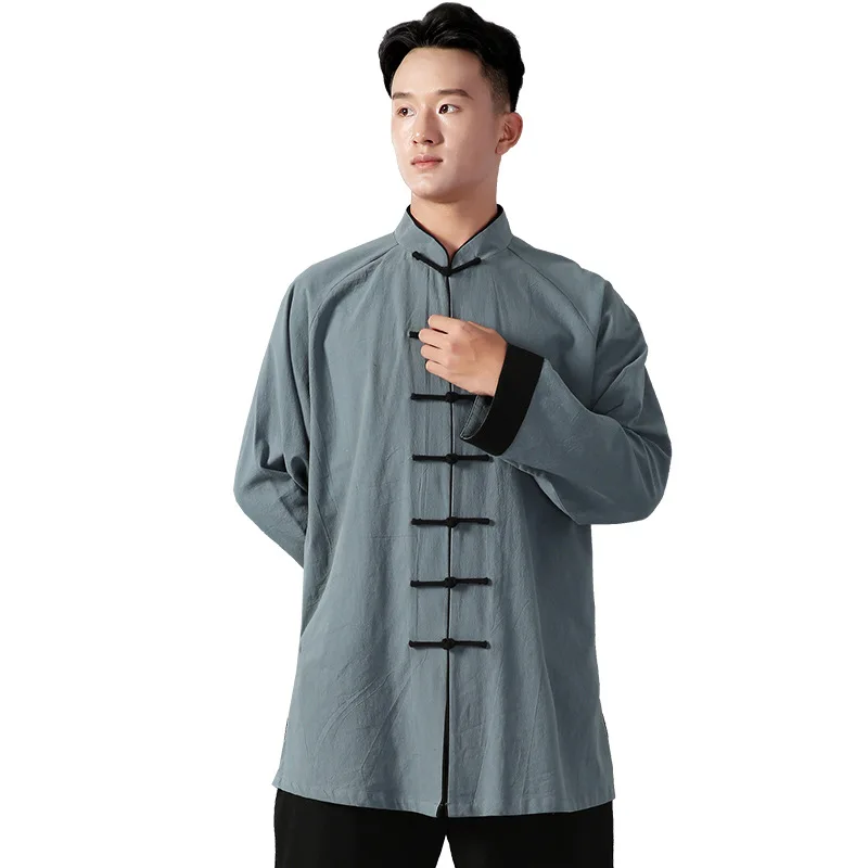 Унисекс мужская и женская одежда для занятий искусством Тай-Чи хлопковая льняная