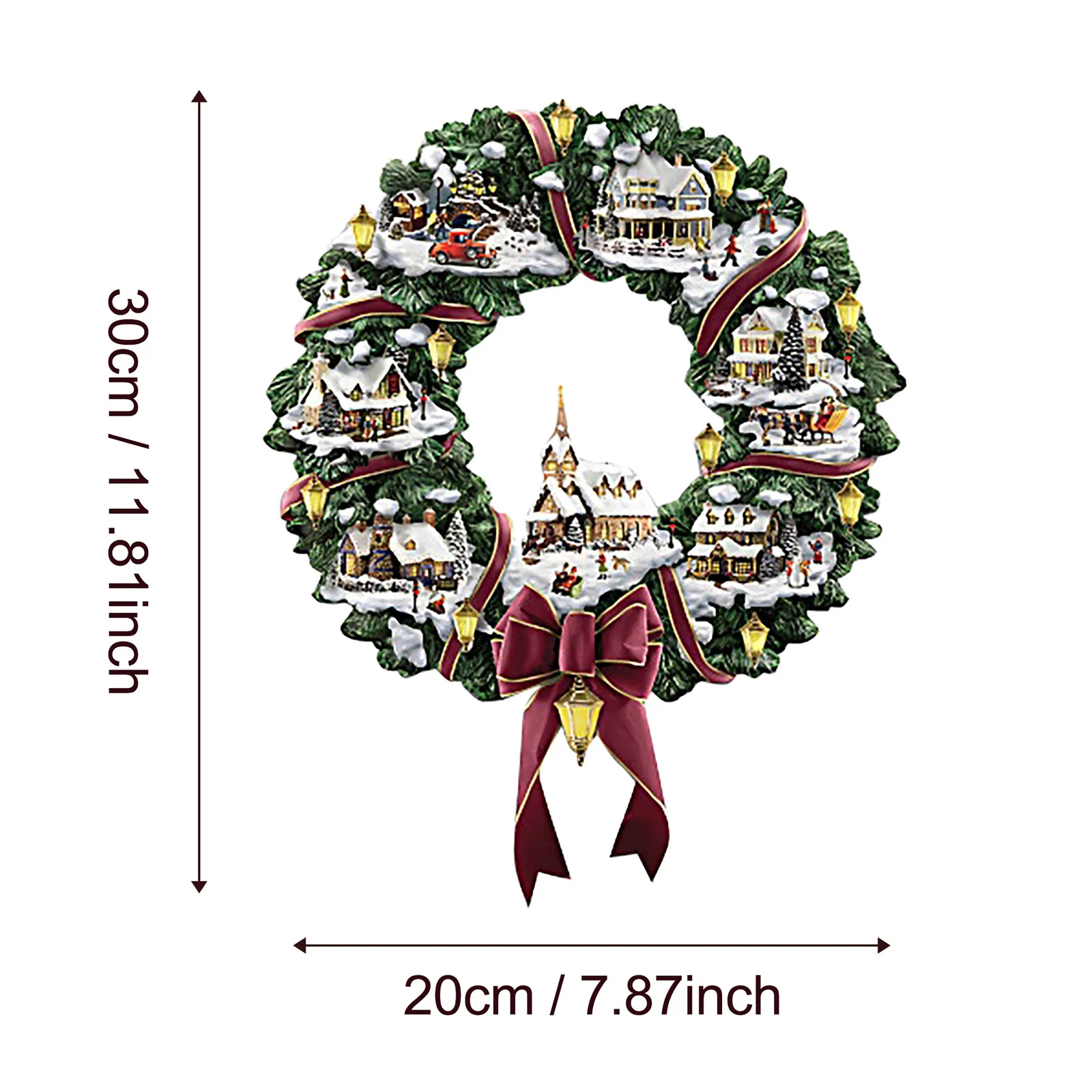 

Christmas Village Wreath Decoration Paste Window Paste Sticker Personalized Wreath Pattern Home Decoration #