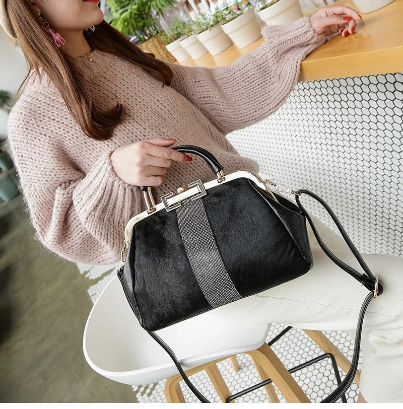 Новая мода pu Ms. Boston сумка через плечо сумка из конского волоса сумка через плечо bolsa