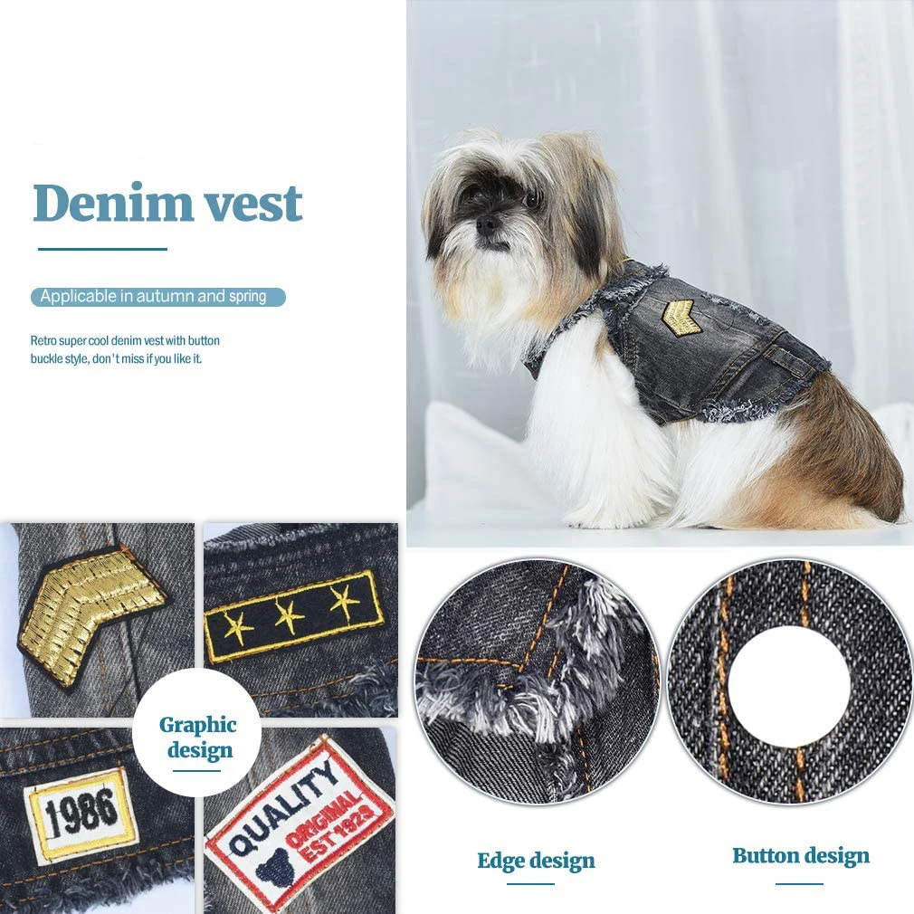 Классическая джинсовая куртка для собак 1986 весенняя одежда домашних питомцев