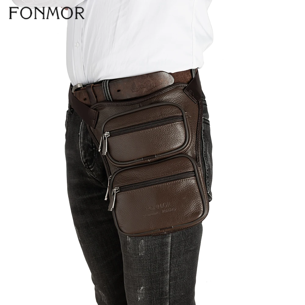 Мужская поясная сумка FONMOR из натуральной кожи многофункциональная Повседневная