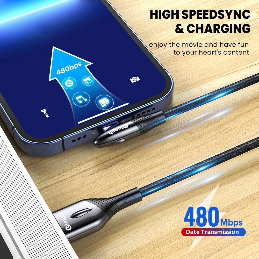 Elough USB Cable For iphone Cable 12 13 pro max X Xr 8 7 6 Fast Charging Charger Lighting Cable For iphone 11 USB Data Wire Cord