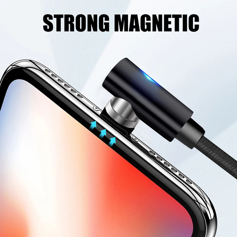 Магнитный кабель для передачи данных GARAS 90 градусов быстрой зарядки Micro USB Тип C