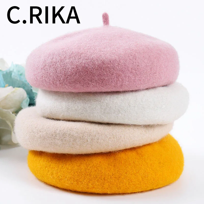 2019 женский осенний зимний шерстяной берет Толстая теплая прогулочная шапка