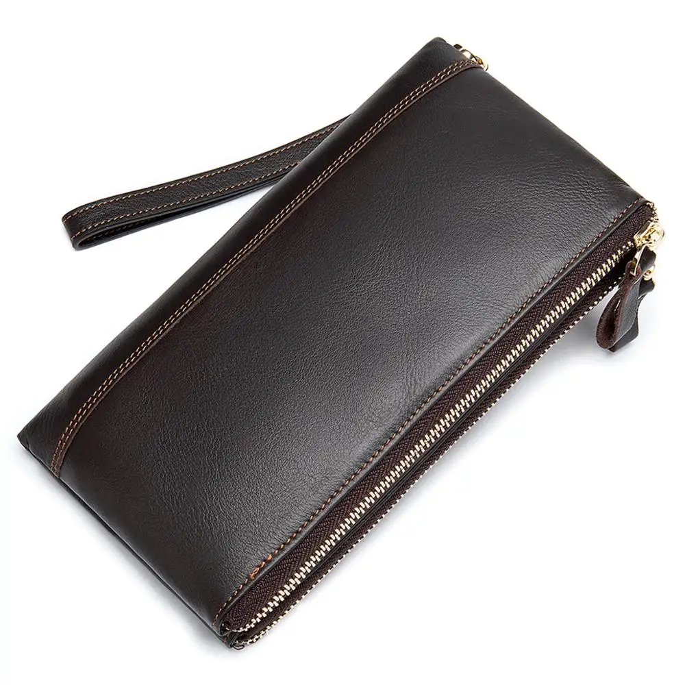 Длинный кошелек из натуральной кожи на молнии с отделением для монет Обложка