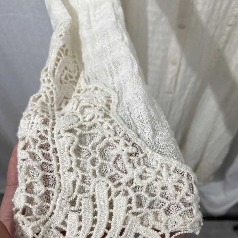 

ZAAHOPop Nice Pop Summer Women Casual Boho Dress Maxi Long Sleeve Apricot Lace Beach Dress Kimono Dresses Robe Femme