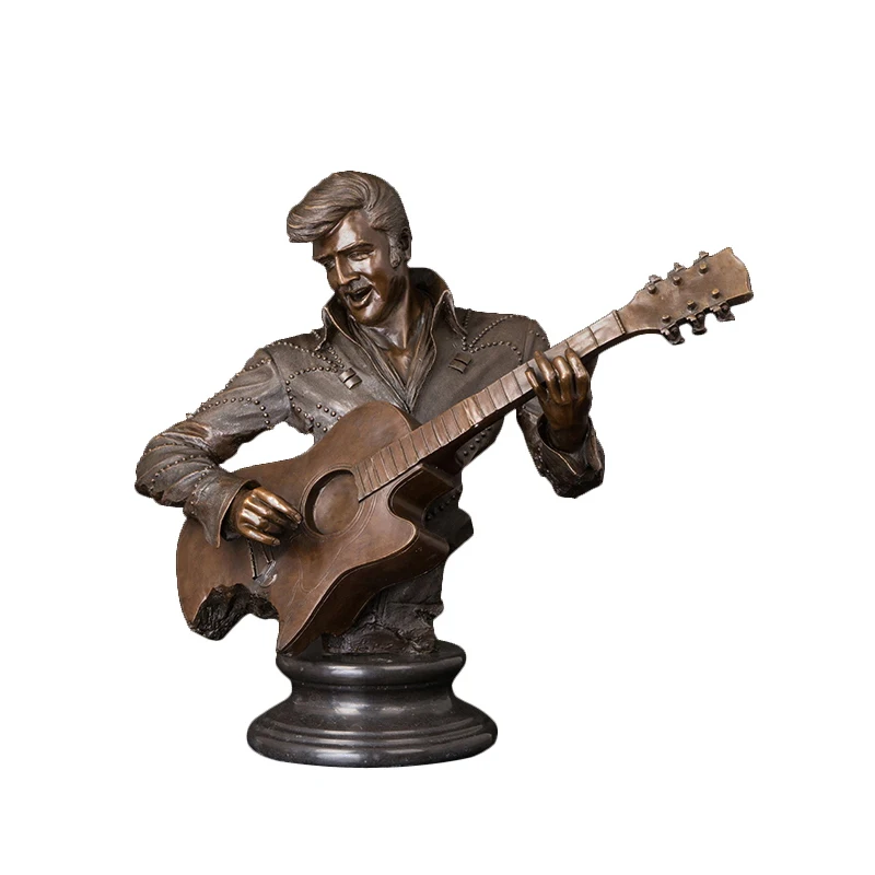 Рок н ролл звезда музыкальный человек гитара бюст статуя бронзовые скульптуры