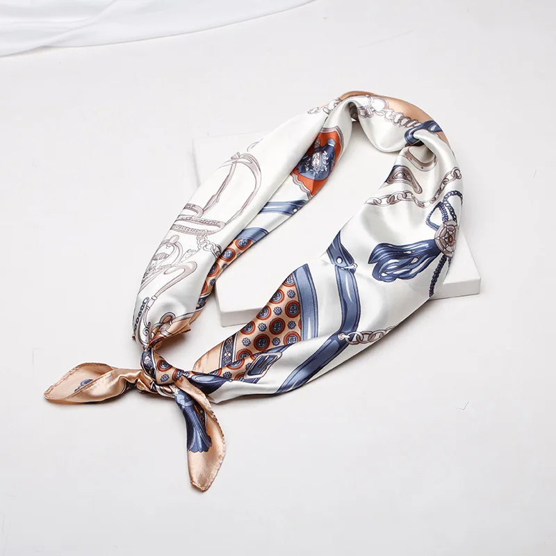 

2021 New Fashion Silk Square Scarf For Women 90*90cm Neck Hair Tie Band Bag Warp Soft Neckerchief Hijab Headscarf Female Foulard