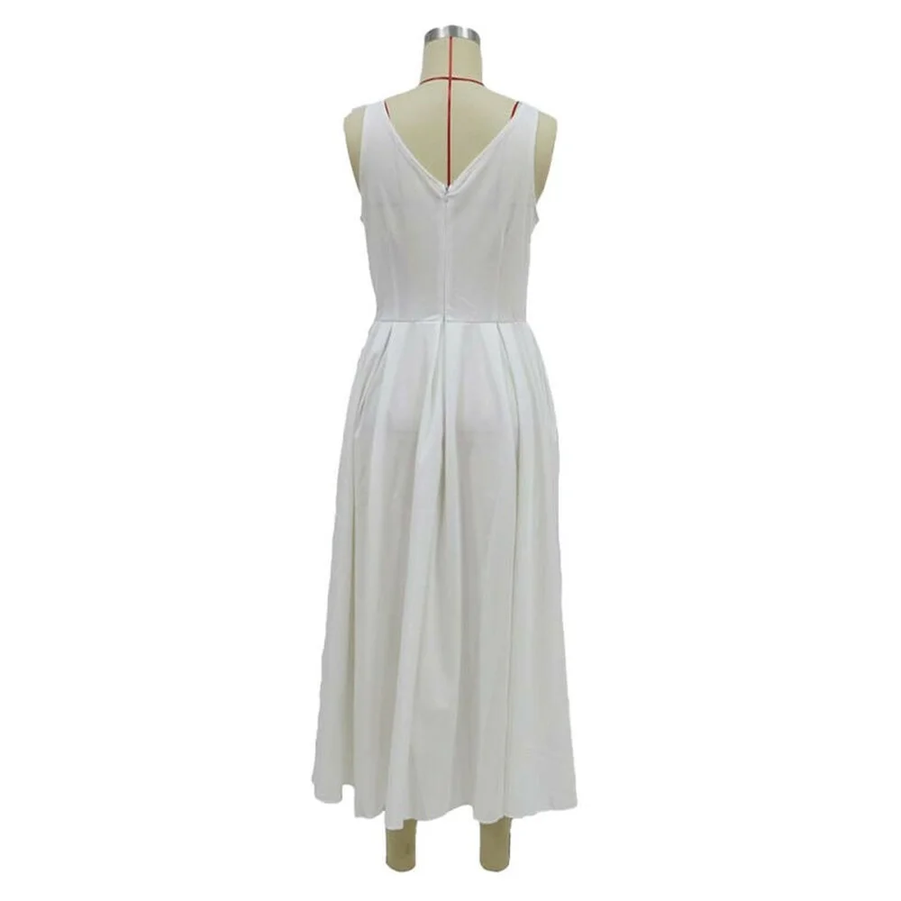 

Summer Women Ladies Vintage Sleeveless Plain Dresses Wedding Causal Dresses AU