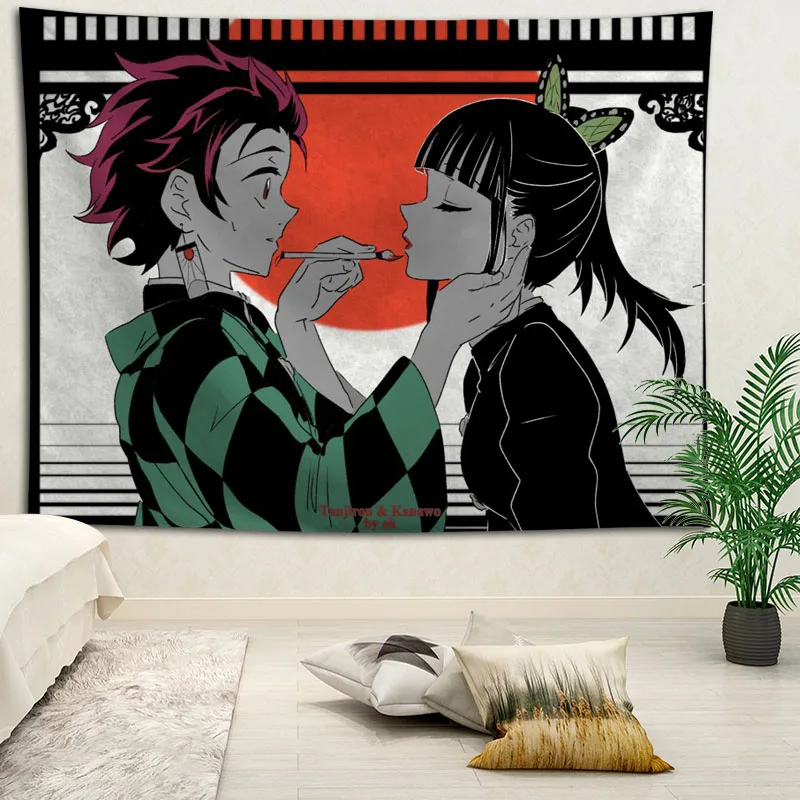 

Custom Demon Slayer Kimetsu No Yaiba Tanjirou Kamado Anime Large Tapestry Wall Hanging Bohemian Tapestries Mandala Art Decor