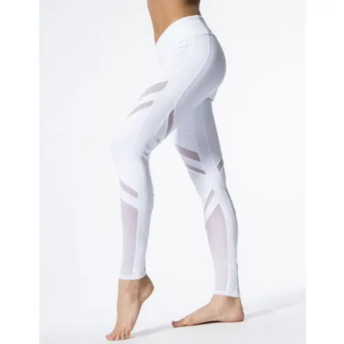 Белые леггинсы для женщин с высокой талией фитнеса длинные однотонные
