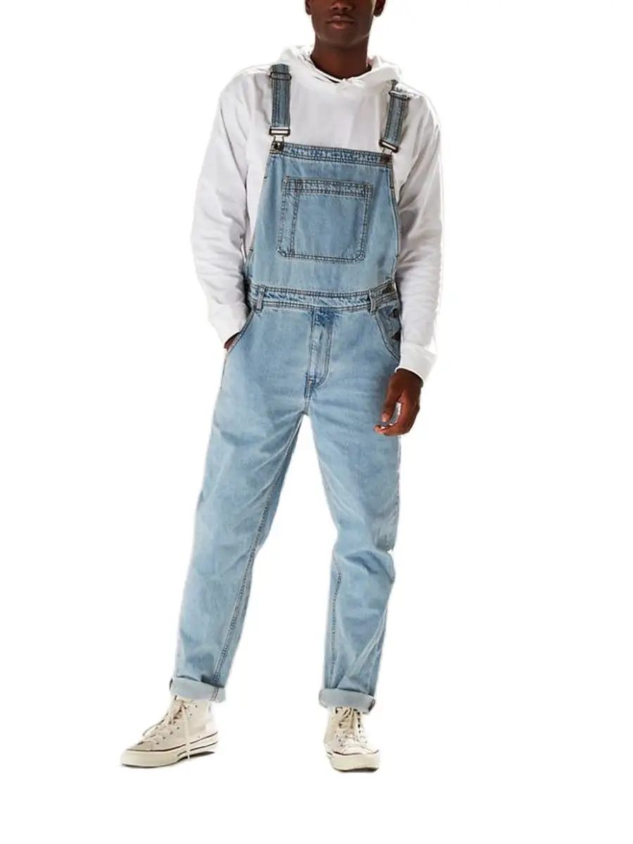 AOWOFS Mens Dungarees Loose Fit Bib Overalls Cotton Retro Jumpsuits Work Trousers Combat Cargo