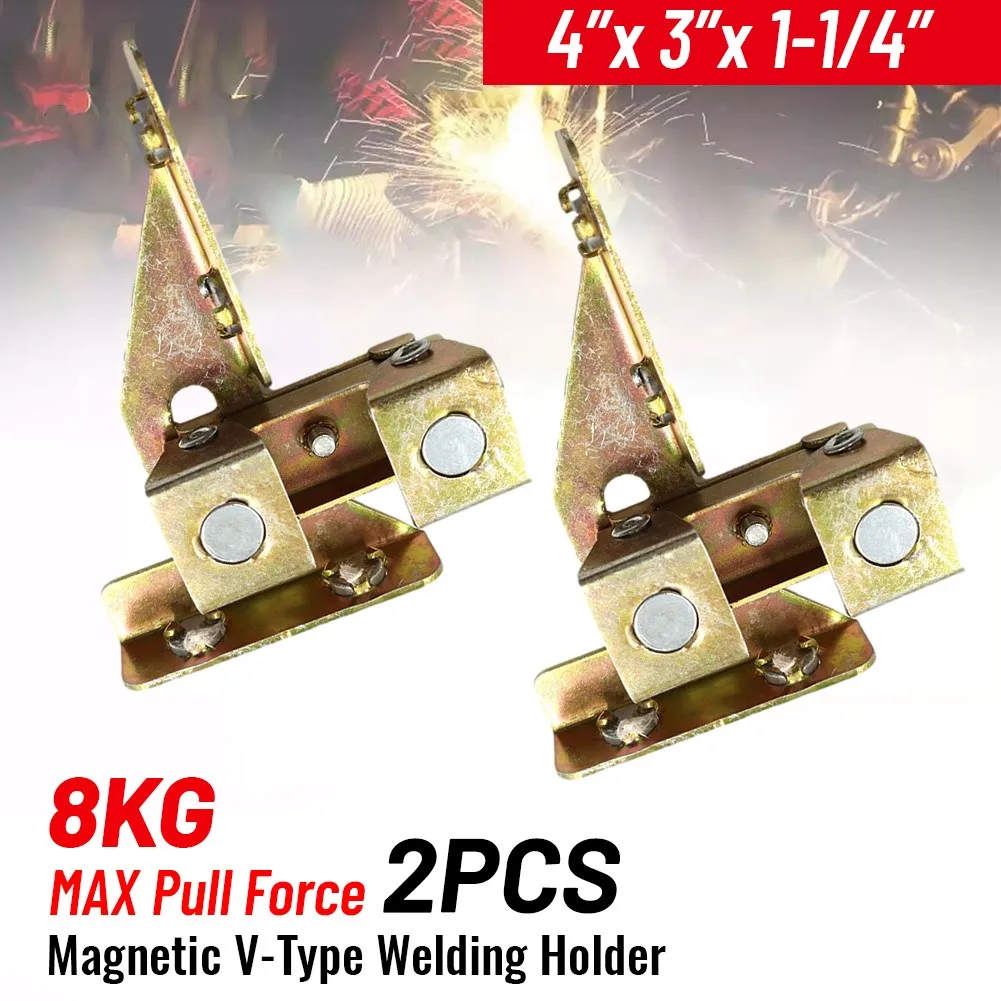 

2pcs Welding Holder Adjustable Clamp Fixture Magnetic Set V-Type Durable