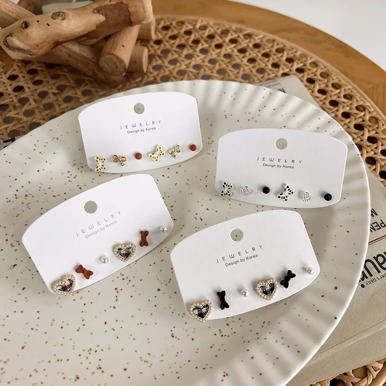 

MISSNICE 6pcs/1set Stud Earrings Small And Exquisite Temperature Simple Style Love Bow Pearl Accessories Kolczyki Damskie