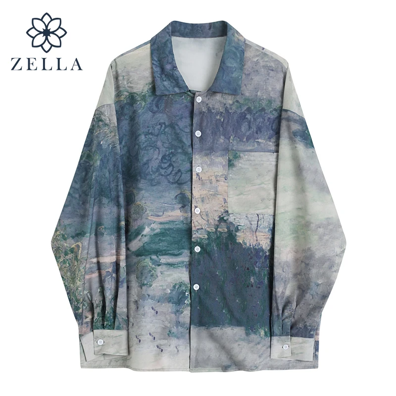 

2021 Women Fashion Vintage Print Smock Blouse Office Ladies Long Sleeve Breasted Casual Shirts Female Chic Blusas Tops Autumn