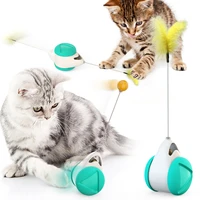 tumbler swing feather toy for cats kitten interactive balance car cat chasing toy with catnip funny pet product for dropshipping
