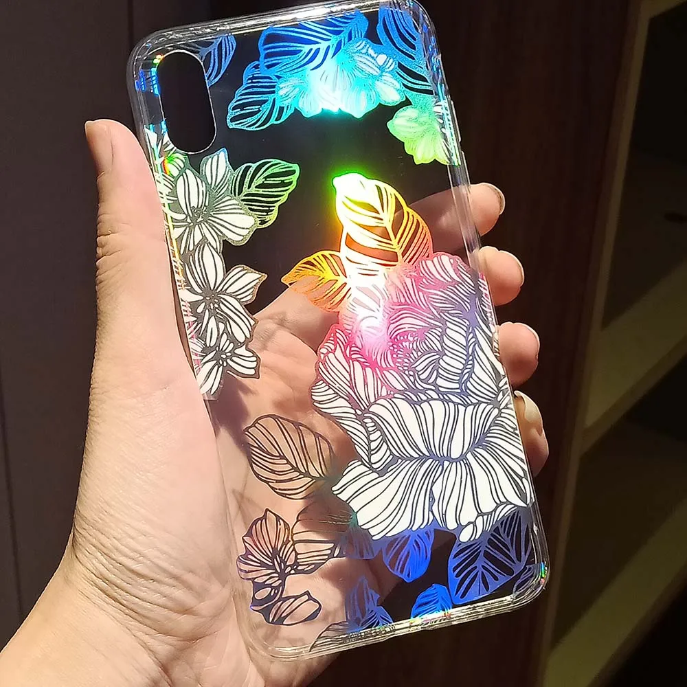 Модный градиентный Радужный лазерный чехол для iPhone 11 Pro XS Max Xr Прозрачный жесткий чехол Fundas для iPhone 8 7 6S Plus акриловый чехол