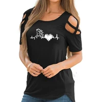 new fashion horse love printing t shirt for women bandage off shoulder tops harajuku summer women large size