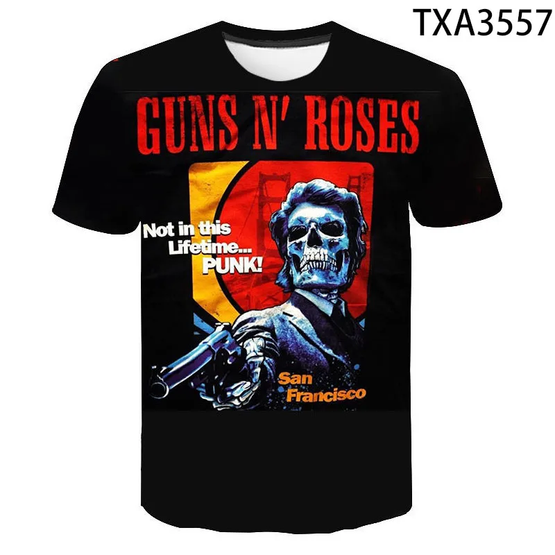 Guns N Roses 2020 новый летний 3D футболки на каждый день одежда для мужчин женщин детей с