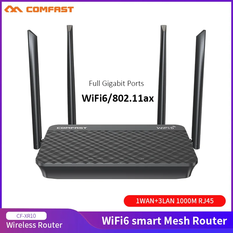 

Comfast WiFi 6 Smart Mesh Router Dual Band 2.4G & 5G1800Mbps Gigabit Router With 4* High Gain Antenna Support OFDMA TWT